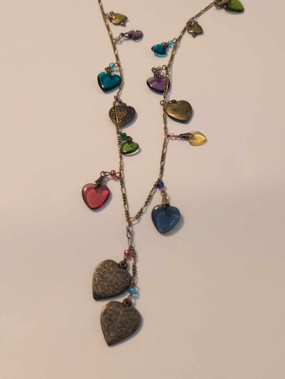 Multi-Color Heart Charm Necklace - Women Jewelry